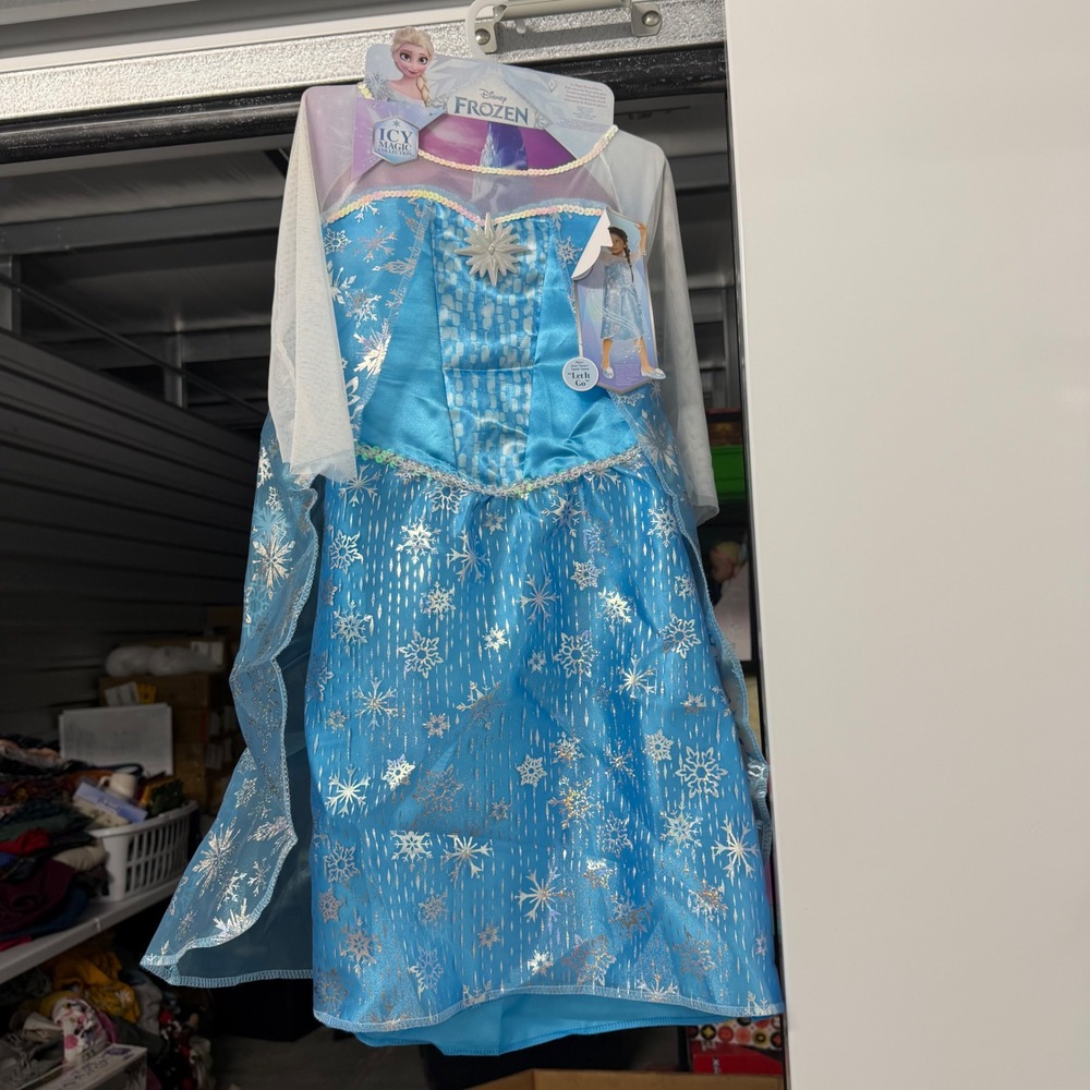 Disney Frozen Elsa Icy Magic Musical Dress Kids 4-6X Blue Light Up Let It Go